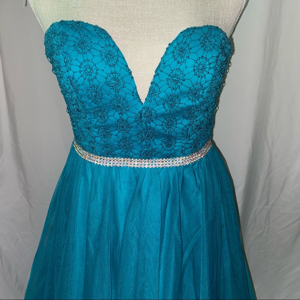 teal homecoming / prom dress